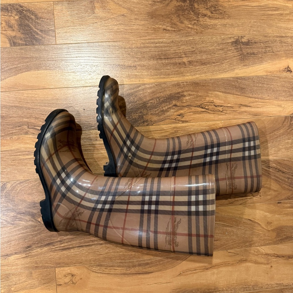 Burberry Plaid Combat Boots - Brown and Black